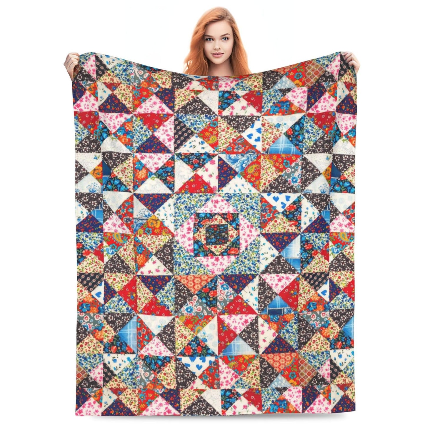 Printed Abstract Floral Boho Patchwork Throw Blanket Ultra Soft Cozy Flannel Fleece Blanket Fuzzy Warm Lightweight Bedding for Couch Sofa Chair Bed Living Room Bedroom Decor,50"X40"