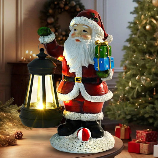 Christmas Decorations Santa Claus Decor Christmas Statues Standing Figurines Indoor Ornaments 2025 with Lantern Light for Home Table Centerpieces Mantel Bedroom Window Yard Porch Lawn,Santa Claus