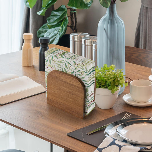 ALELION Acacia Wood Napkin Holder for Table, Wooden Upright Napkin Holders for Kitchen, Standing Napkin Dispenser for Kitchen Dining Room Party Cocktail Outdoor Use