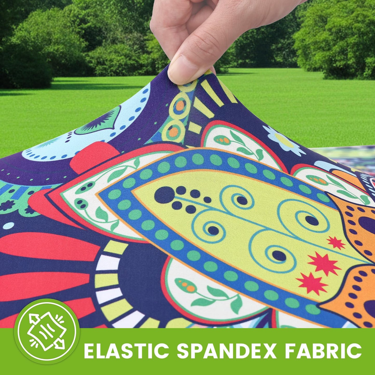 Smiry Spandex Fitted Tablecloth for 6 Foot Rectangle Tables, Washable Picnic Table Cover with Elastic, Stretch Reusable Table Cloth for Outdoor, Camping, Dining & Kitchen (Paisley, 30"x72")