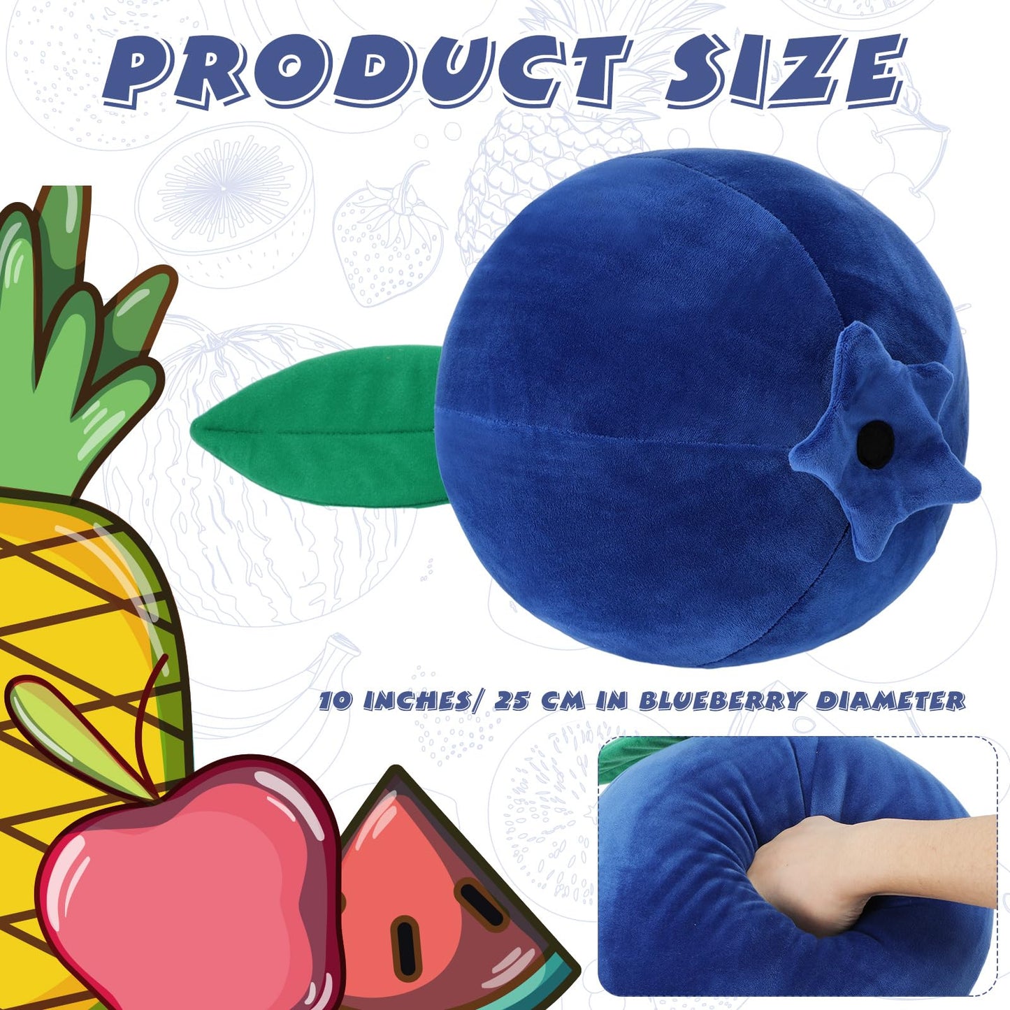 Beeveer 2 pcs Decorative Cute Fruit Plush Pillow Kawaii Hugging Plushies Gift Soft Novelty Pillow Toy Cherry Blueberry Olive Tomato Peach Shaped Cushion Seat Decor for Kids Girl Home