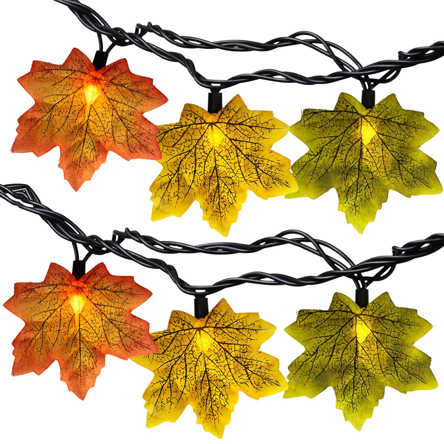 SUNSGNE 13.6FT Fall Lights Thanksgiving String Lights, 35LED Orange Yellow Green Maple Leaf String Lights for Thanksgiving Autumn Halloween Party Indoor Bedroom Home Decor