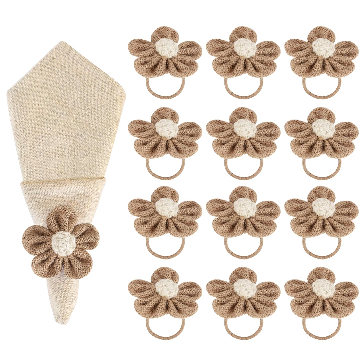 Napkin Rings Set of 12 Handmade Rustic Napkin Rings Reusable Boho Napkin Ring for Elegant Dining Table Decoration Perfect for Christmas, Thanksgiving, Wedding, Holiday, Everyday Use