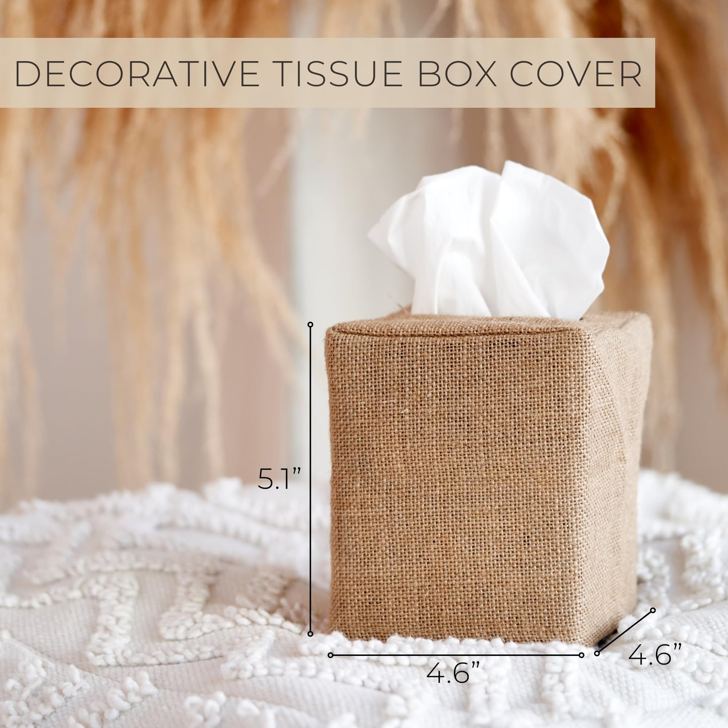 Stylish Tissue Box Cover - This Burlap Holder Instantly Covers Your Square Tissue Boxes - The Perfect Fall Decorative Cube Cover for Your Bathroom and Home