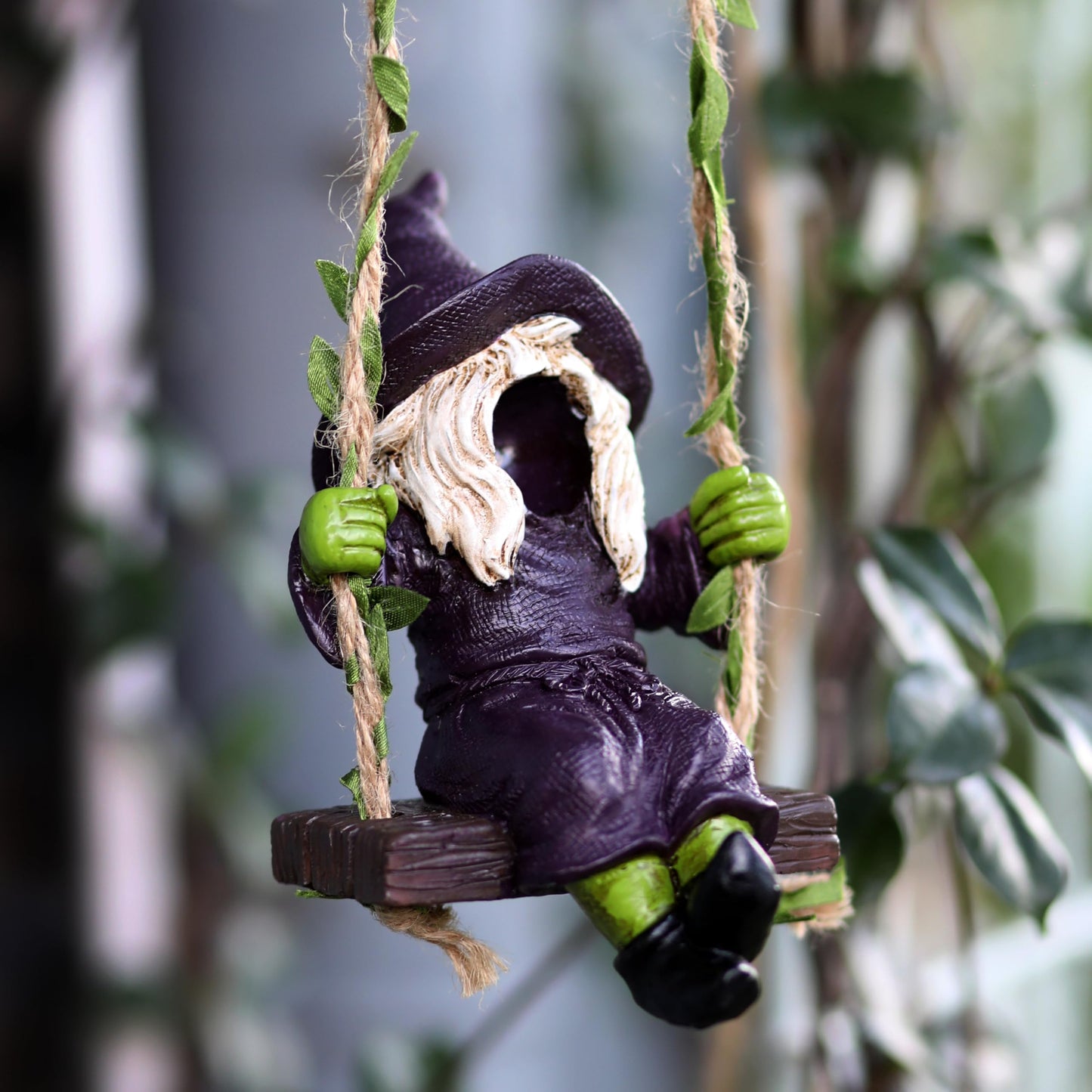 Garden Gnome on Swing Statue Decoration Figurine Ornament for Indoor Outdoor Home Patio Yard Lawn,Gift for Mom