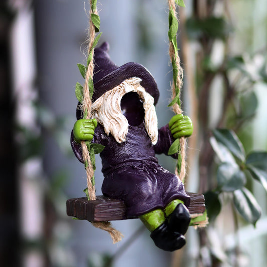 Garden Gnome on Swing Statue Decoration Figurine Ornament for Indoor Outdoor Home Patio Yard Lawn,Gift for Mom