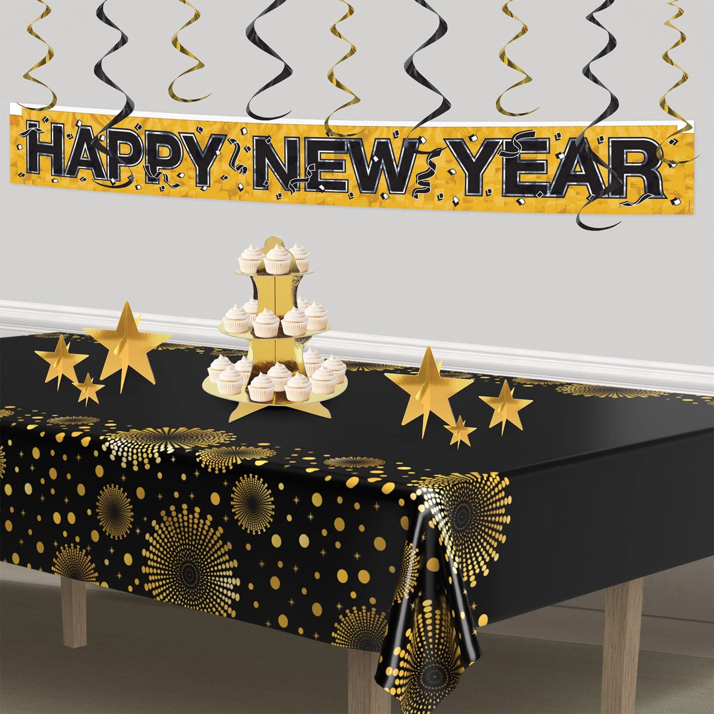 Beistle Gold 3-D Foil Star Centerpieces, 9-Count – Metallic Starry Table Decorations in 3 Sizes for New Year’s Eve, Awards Night, Graduation, Hollywood Party, Anniversary and Celebration Events