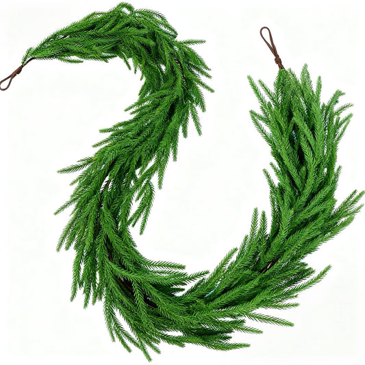Supoice 6FT Artificial Norfolk Pine Garland 2 Pack Christmas Winter Real Touch Pine Garland Realistic Greenery Garlands for Table, Mantle, Wall, Indoor, Outdoor Winter Christmas Decorations