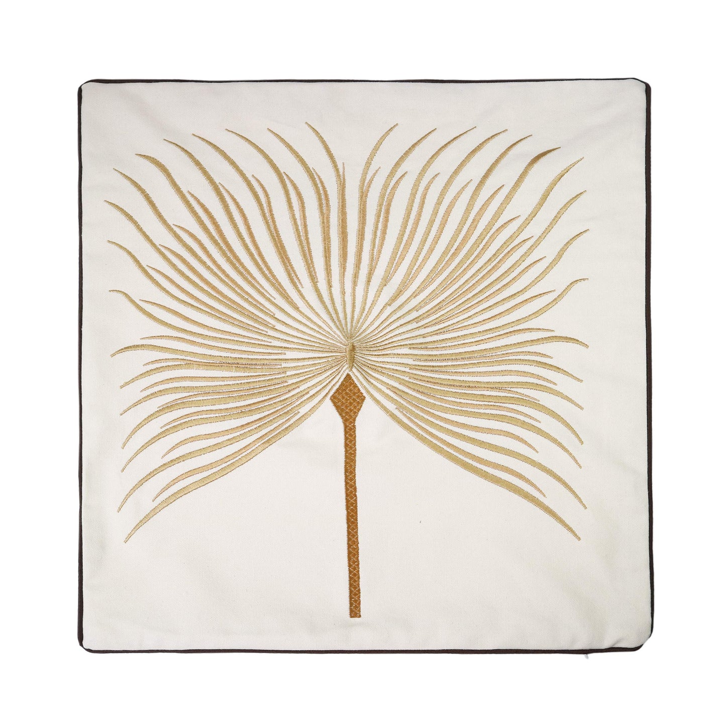 Hodeco Embroidery Throw Pillow Covers 18x18 Home Decor Fine Thread Dandelion Flower Pillow Cover for Couch Bedroom Chair 100% Cotton Canvas Floral Cushion Cover 45x45cm, Beige Pack of 2