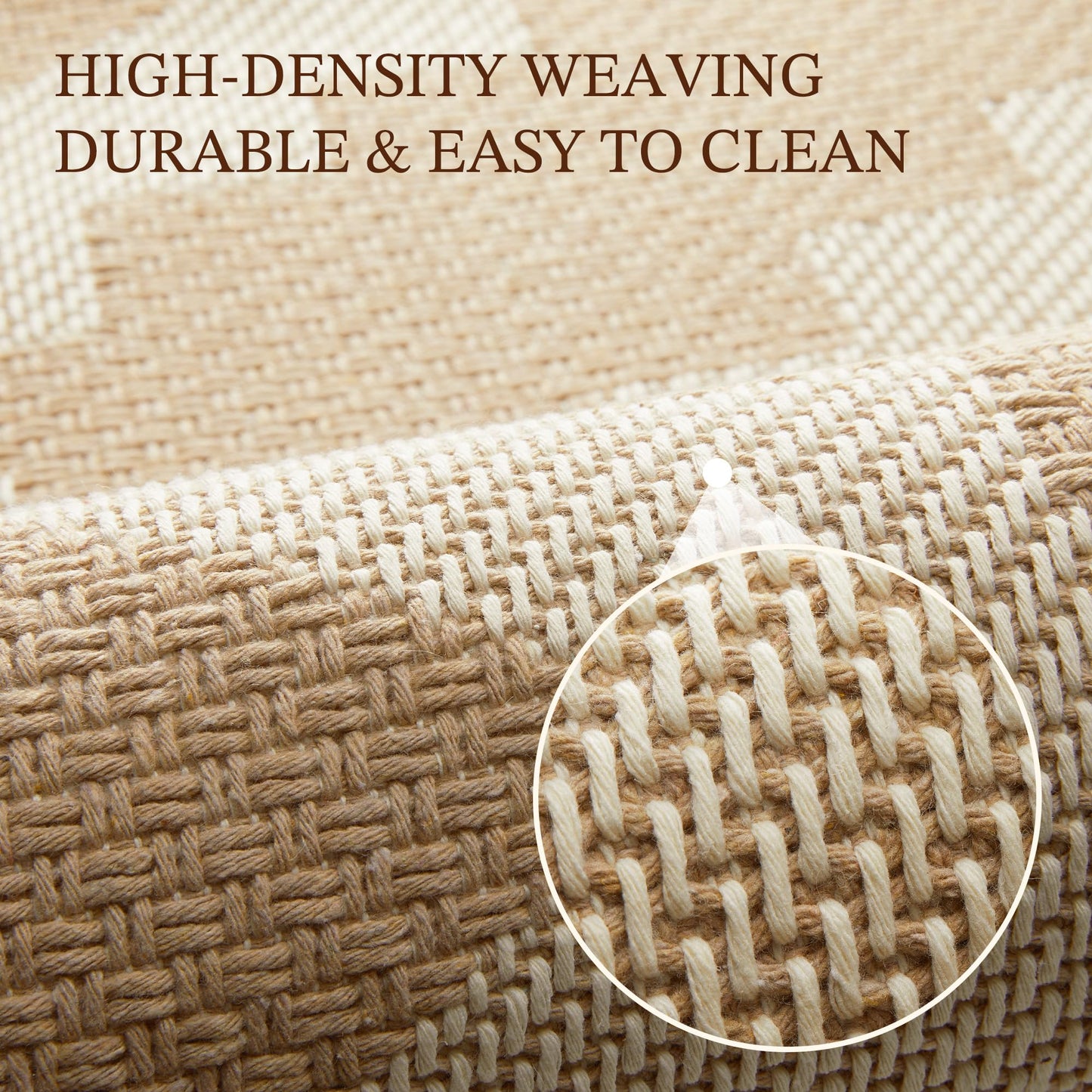 MatEssenz 2x3 Washable Entryway Rug, Woven Boho Geometric Indoor Front Door Mat, Pet Friendly Neutral Farmhouse Accent Throw Rug for Kitchen & Bedroom, Beige
