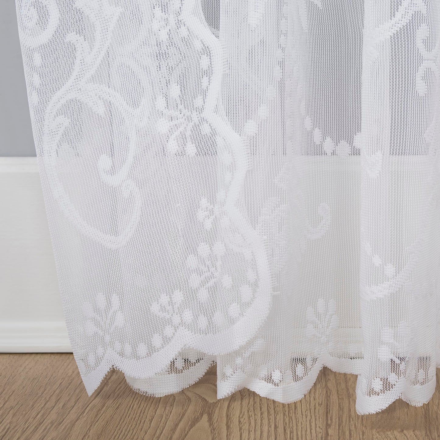 No. 918 Ariella Floral Lace Rod Pocket Curtain Panel, 58" x 84", White