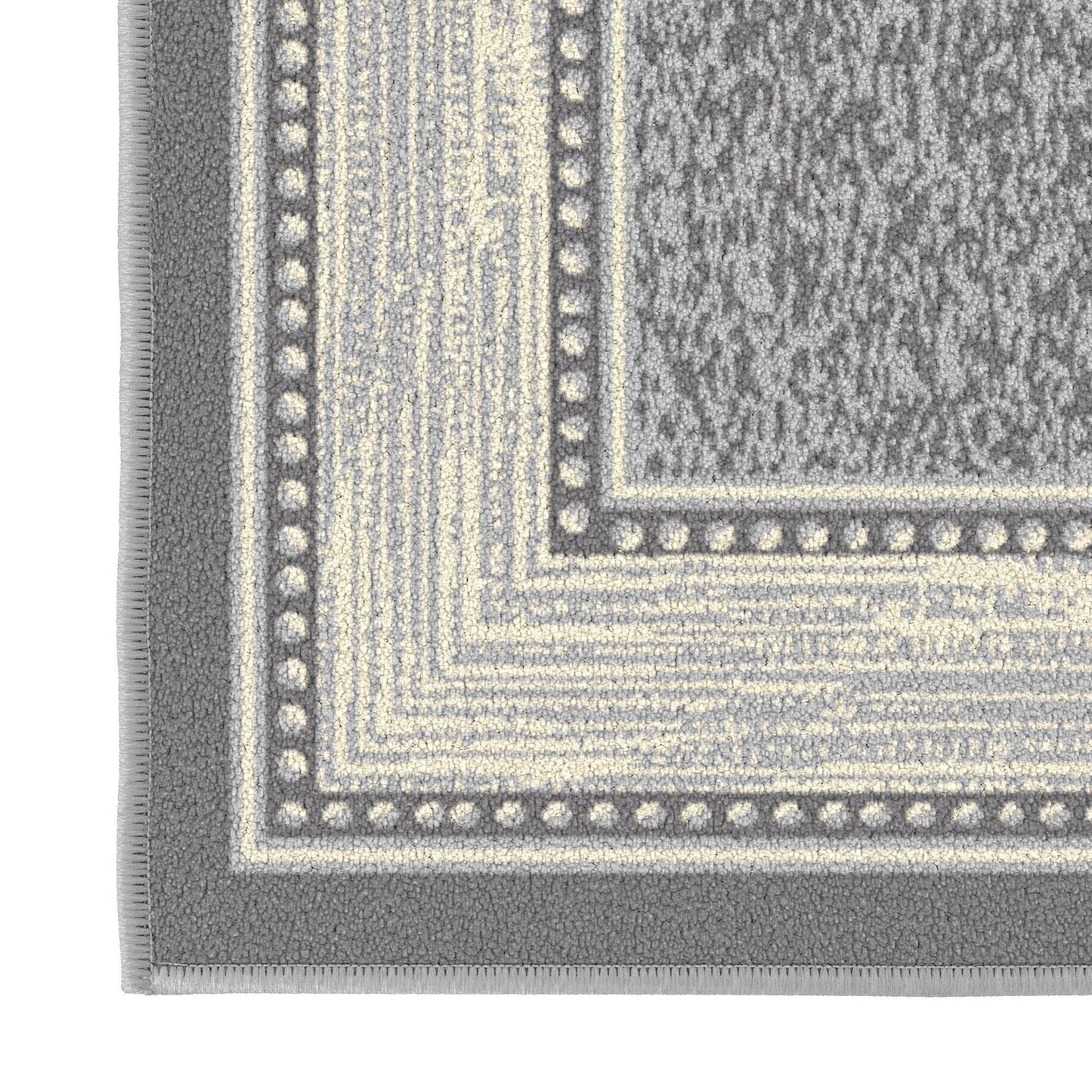 Ottomanson Runner Rug 1'10" x 7' – Non Slip Rubber Backed Kitchen Rug for Sink Area, Hallway Carpet Runner, Low Pile Indoor Runner Rug for Laundry Room and Entryway, Border Light Gray