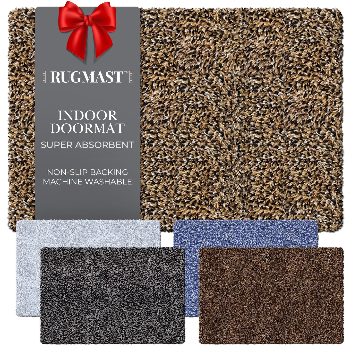 RugMast Premium Microfiber Indoor Door Mat – 20"x30" Washable Entry Mat, Non-Slip, Waterproof Backing, Super Absorbent, Low Profile Entryway Doormat for Indoor Entrance