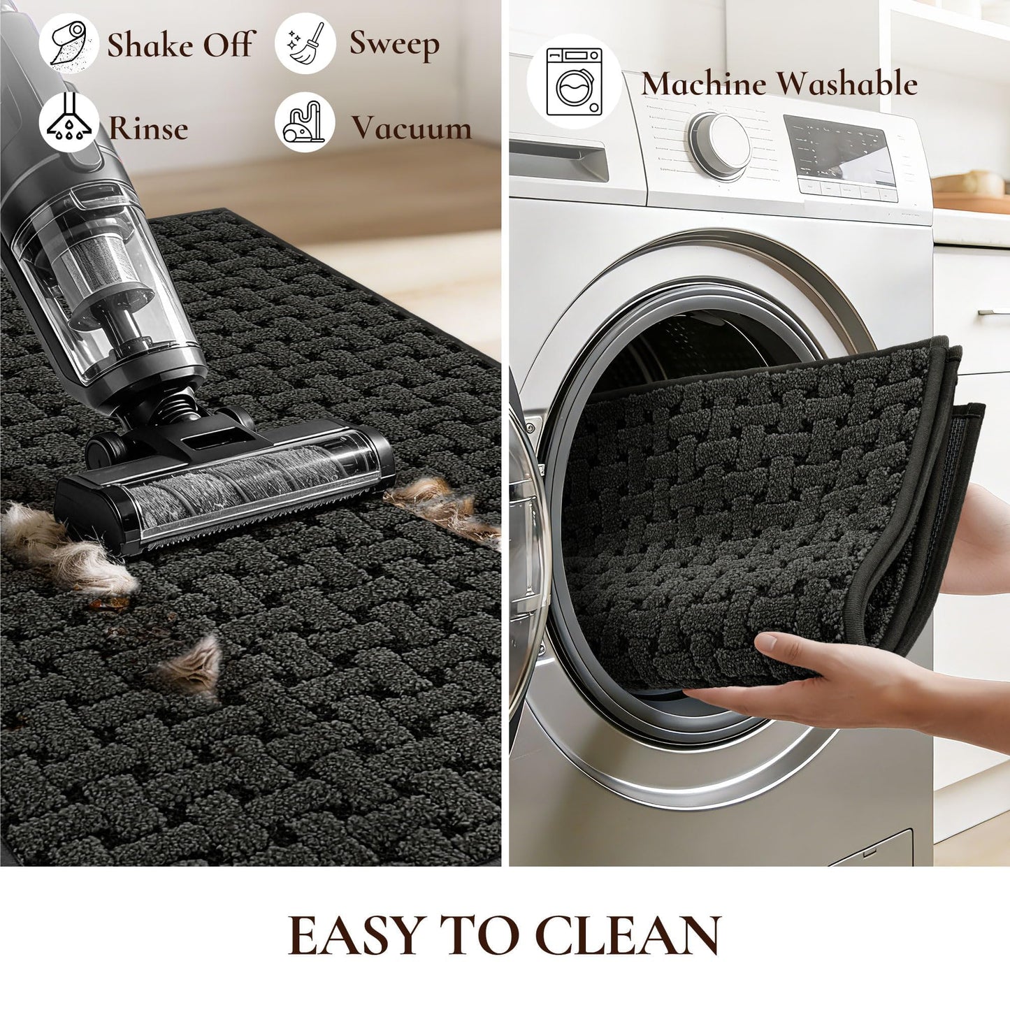 FLOORHUG Door Mat Indoor Entrance 32x48, Non-Slip Washable Doormats Entry Way Mats, Dirt Resistant and Absorbent Welcome Mat, Easy Clean Low-Profile Doormat, Front Door, Inside Entrance, Dark Grey