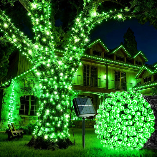 Joomer Green Solar String Lights, 39FT 100LED Waterproof Outdoor Lights with 8 Modes Twinkle Fairy Light for Garden, Patio, Yard, Tree, Christmas St. Patrick's Day Decor
