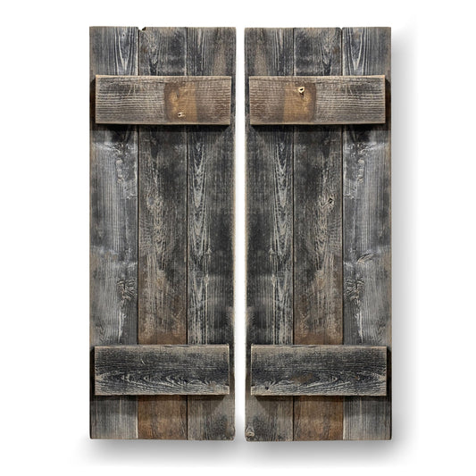 Rustic Revival | Rustic Shutters Made from 100% Reclaimed Weathered Wood – Set of 2 – Farmhouse Barnwood Style Wall Decor – Real Wood Handmade in The USA (11"x30")