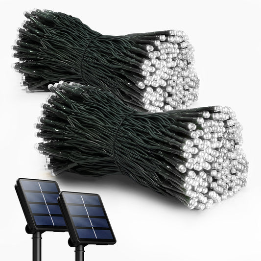 Selarlyt 2 Pack Solar Christmas Lights Outdoor, 72FT 200 LED Solar String Lights with 8 Lighting Modes, IP65 Waterproof Solar Lights Outdoor for Xmas Garden Party Tree Decor, Warm White