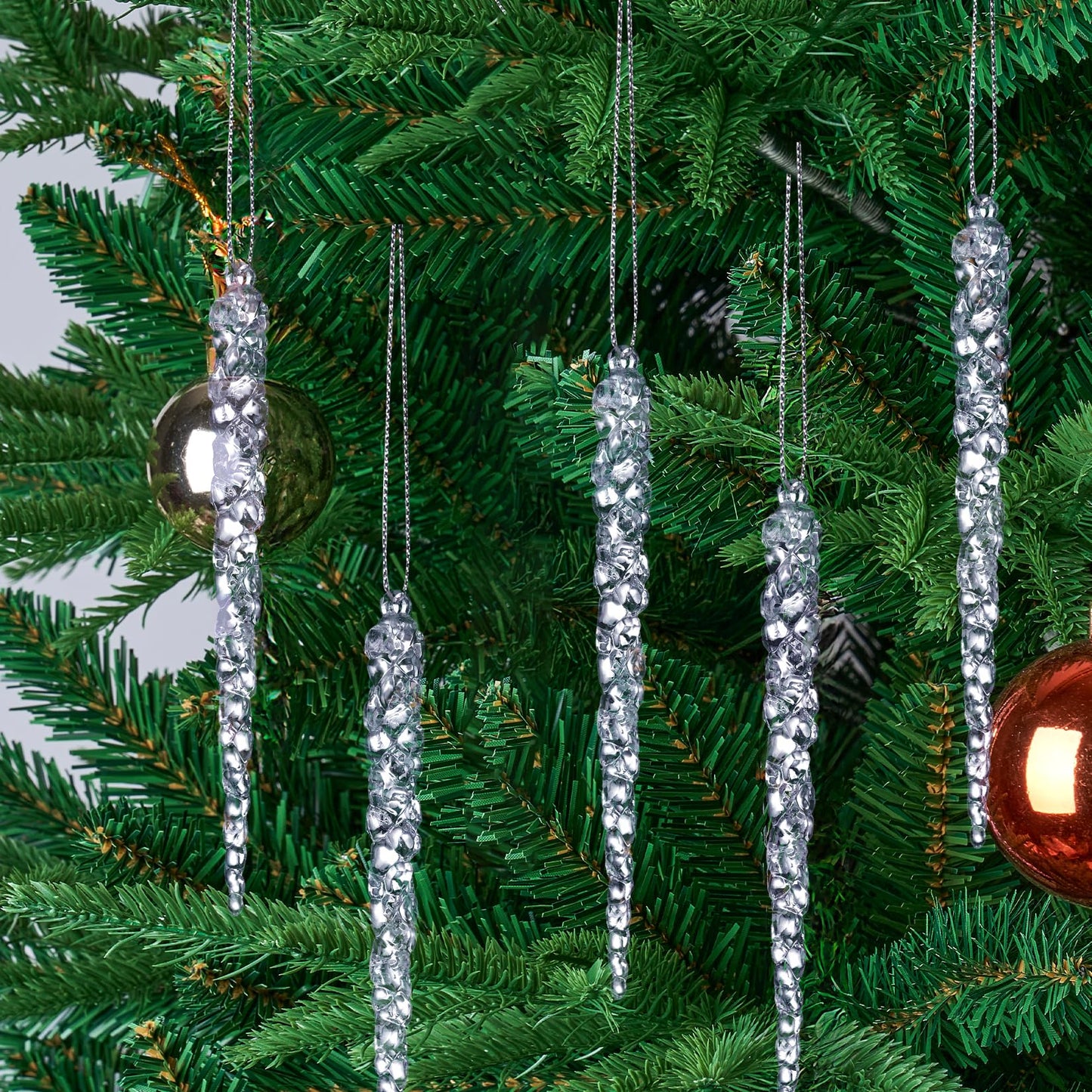 Diahom Christmas Icicle Hanging Ornaments 30pcs 5 Inches Acrylic Xmas Tree Garland Crystal Decorations Wall Window Mantel New Year Holiday Wedding Winter Party Home Decor