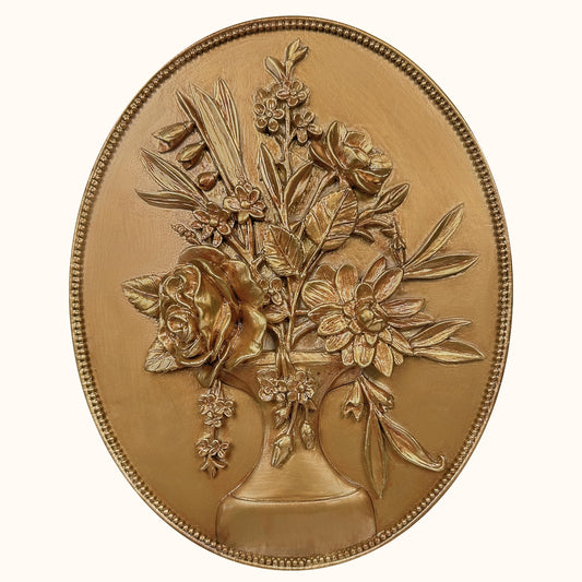 97 Decor Vintage Wall Sculptures For Living Room - Gold Vintage Wall Decor, Ornate Oval Hangings Antique Pediment Brass Floral Walls Art Gallery For Home Kitchen Bedroom Decorations