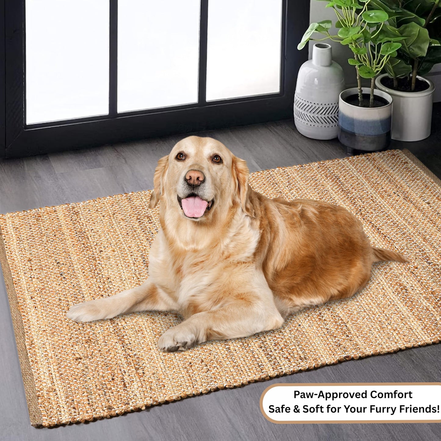 Hausattire Jute Woven Rug 2'x3' - Natural, Hand Braided Boho Entry Area Rugs for Kitchen, Living Room | Small Farmhouse Indoor Outdoor Decorative Mat for Patio, Entryway Front Door Mats - 24x36 Inches
