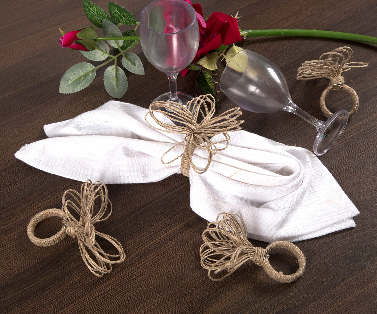 Natural Jute Napkin Ring Set of 12 - Fancy Elegant Beautiful Decorative Napkin Holder for Dining Table Décor, Farmhouse, Easter, Dinner, Party, Wedding, Thanksgiving, Holiday, New Year Everyday Use