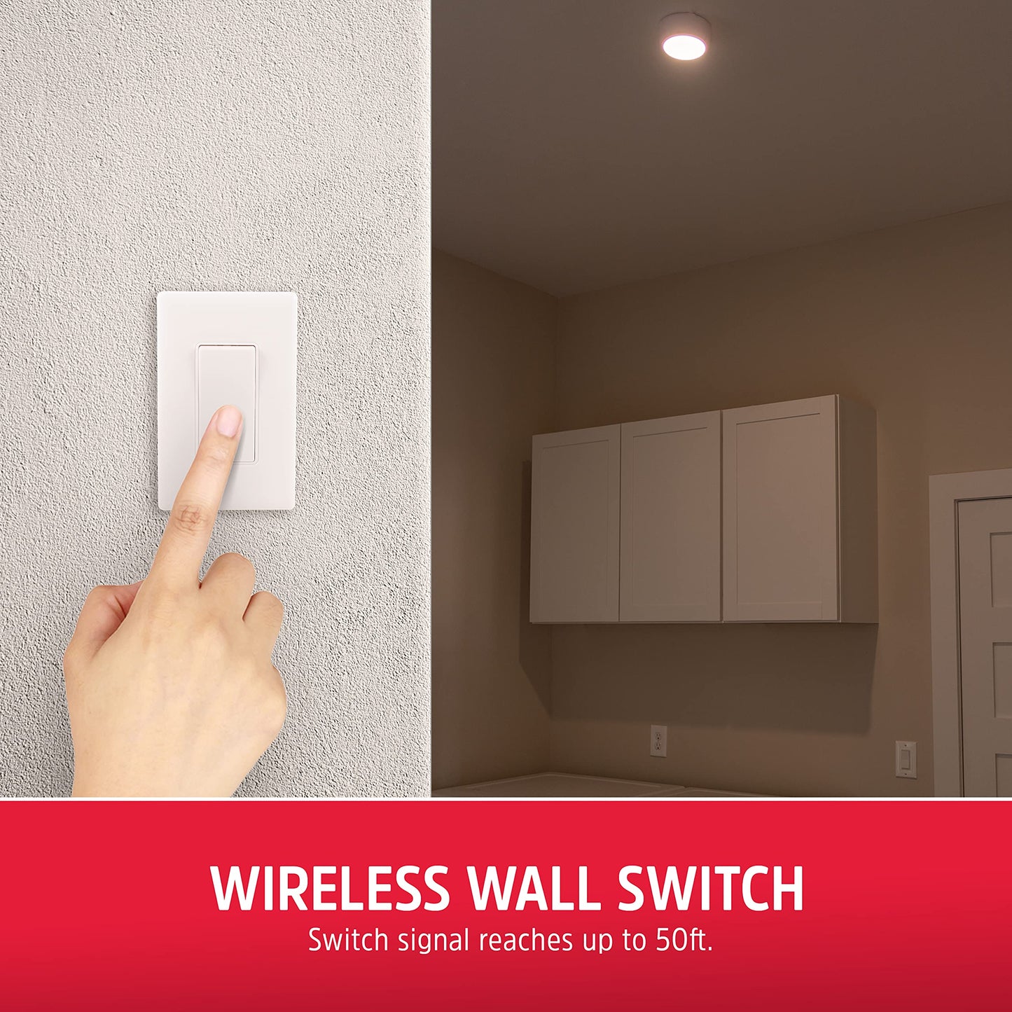 Energizer LED Ceiling Light Fixture, Battery Operated, Wireless Wall Switch Remote, 200 Lumens, Ceiling Light No Electricity, Perfect for Closets, Laundry Room, Garage, and More, 47485-T2