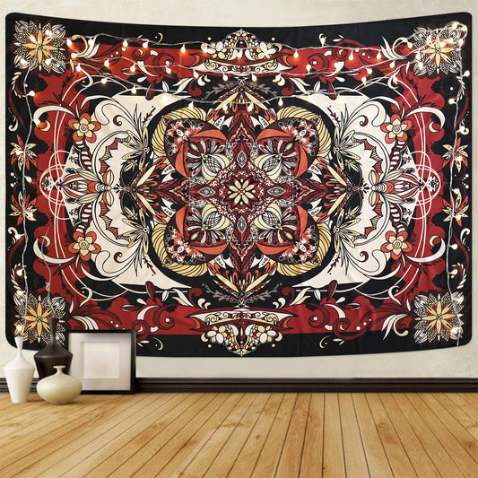 CHDGDHC Boho Mandala Moth Tapestry,Hippie Floral Aesthetic Wall Tapestries, Psychedelic Aesthetic Decor, Large Tapestry for Bedrooms, Living Rooms, and Dorms-59.1x49.2 Inch