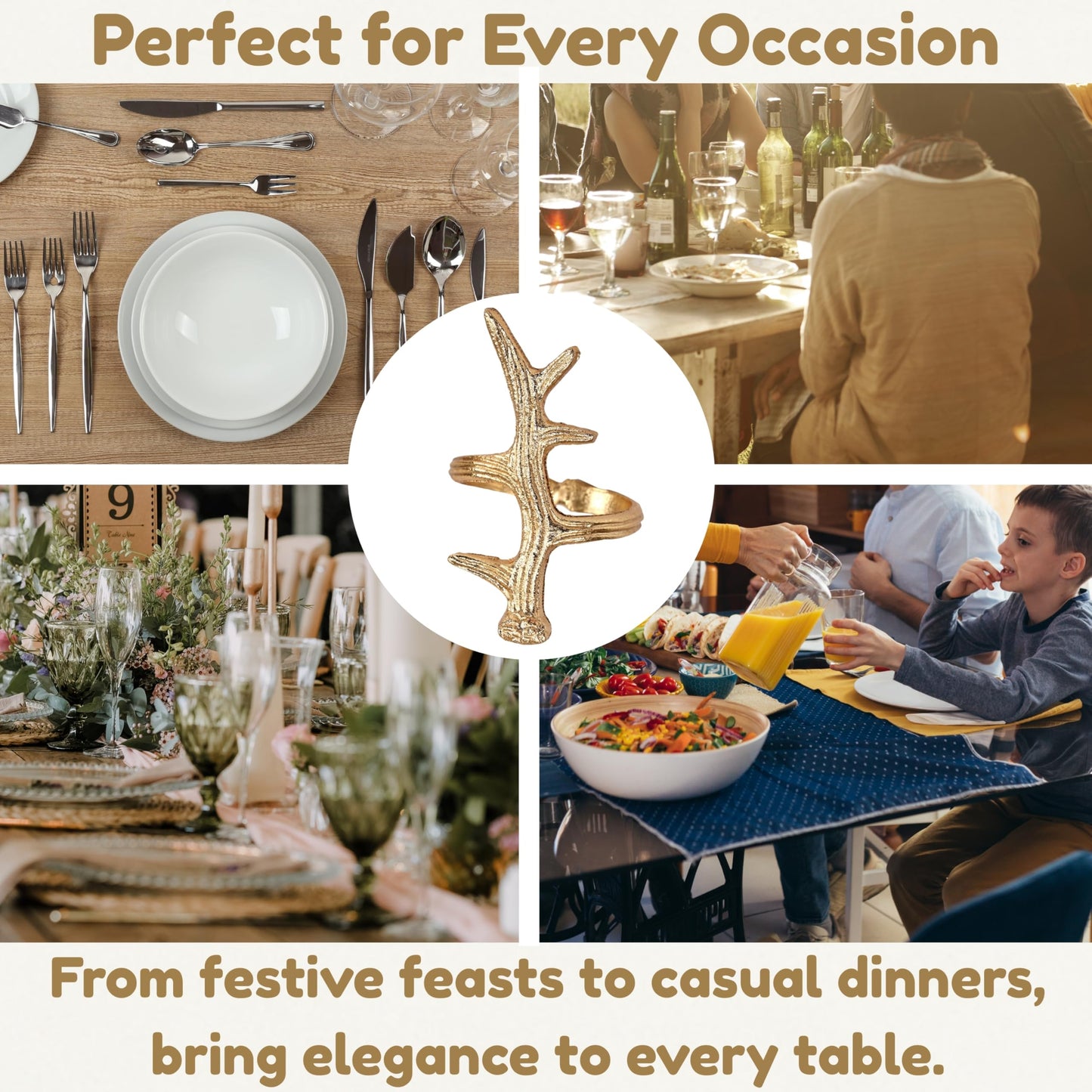 Modern Metal Napkin Rings Set of 12 - Napkin Rings Holder for Dinning Table Parties Dining Table, Weddings, and Special Events - Elegant Table Décor for Home & Restaurants (Gold) - CLEENTABLE