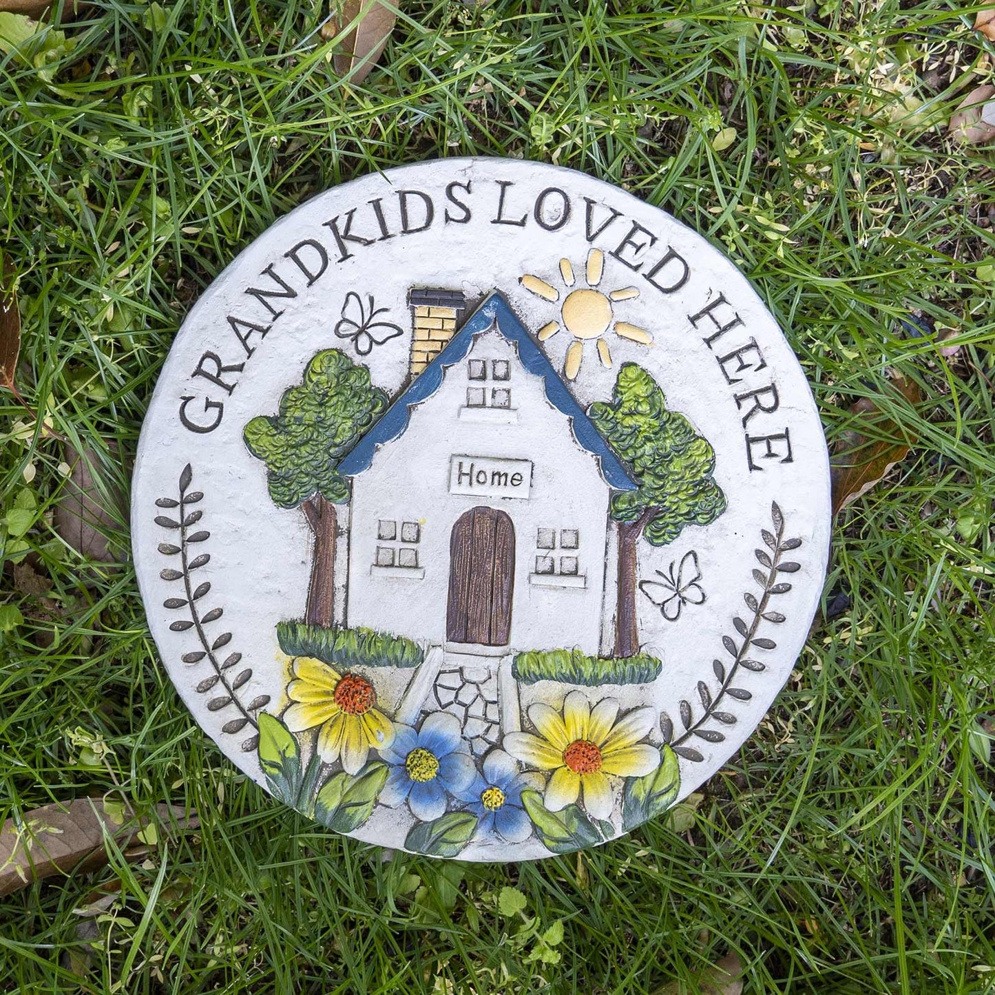 Bechivie Grandma Garden Stepping Stone Yard Walkway Step Stone Grandma Gifts from Grandchildren Home Outdoor Decor Lawn Concrete Stepping Stones Outside Decorations, regular, White