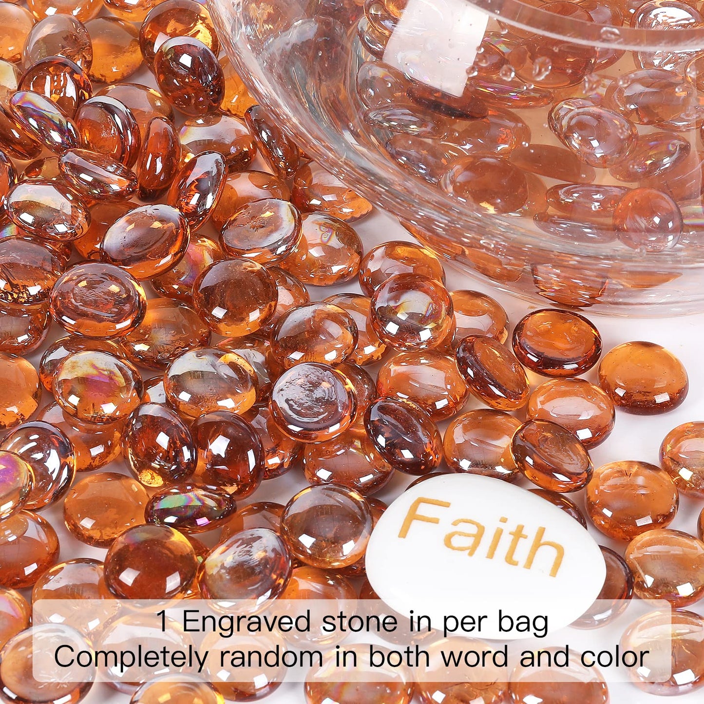 Ausluru 5LB Fire Glass Beads Flat Glass Marbles for Outdoor Fire Pit and Fireplace, Glass Gemstones for Vase Filler, Aquariums, Hydroponics Plants, Home Decor and Christmas DIY Craft, Amber