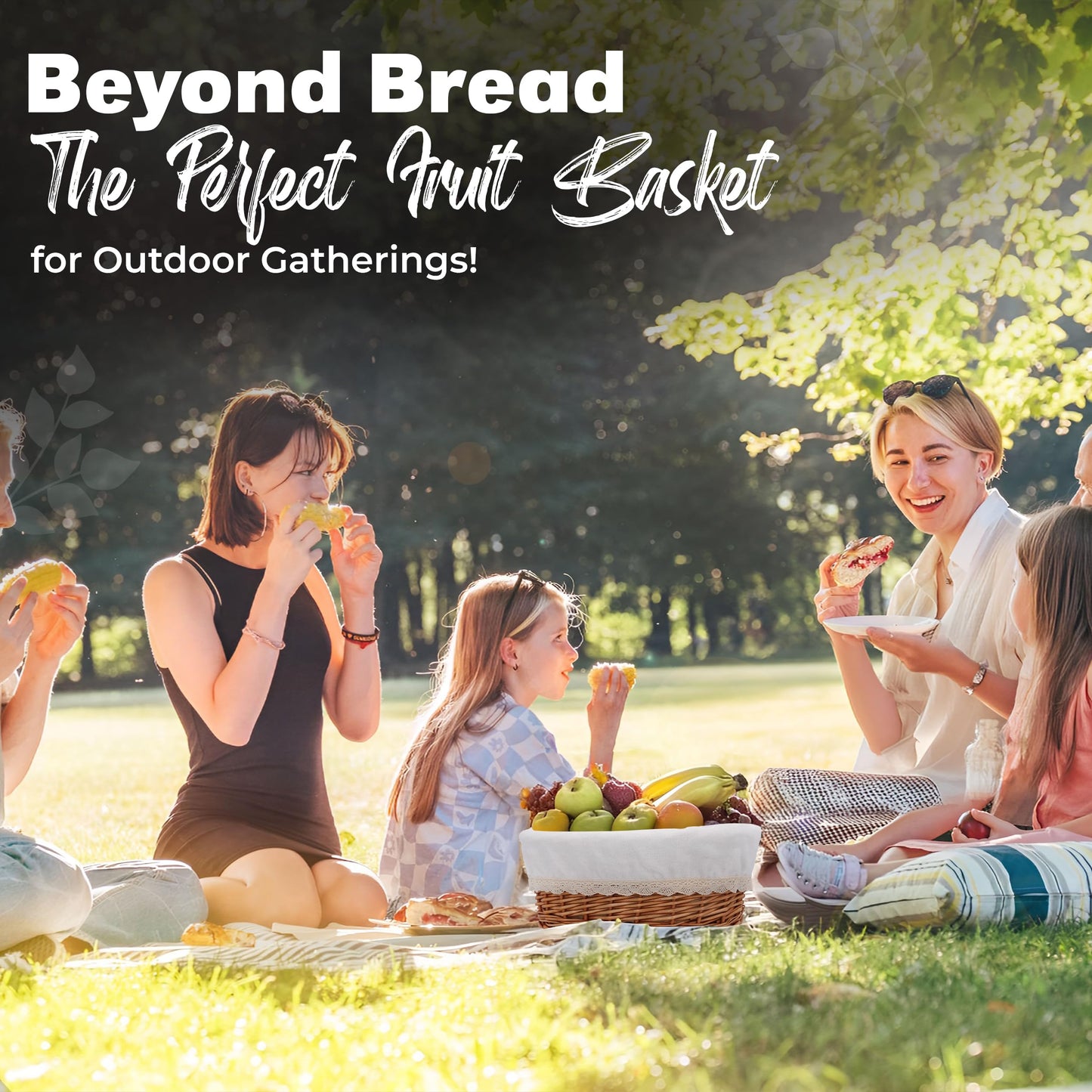 Large Wicker Bread Basket with Removable Linen Liner and Cover - Handmade Rattan Bread Serving & Storage Basket 12"x9" Keeps Bread Warm & Fresh - Perfect Housewarming Gift