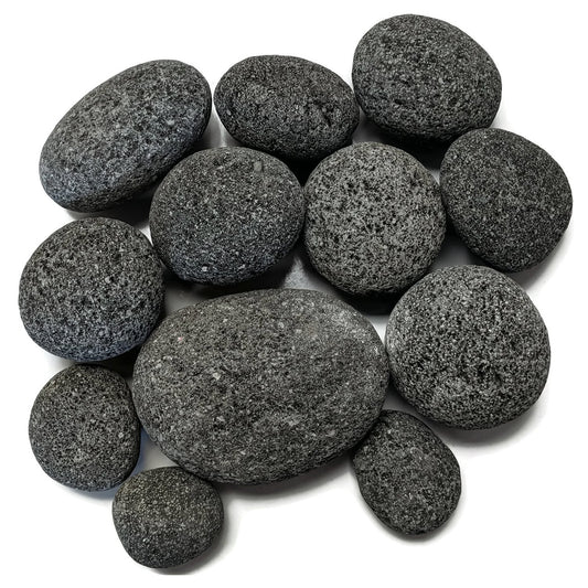 Midwest Hearth Natural Tumbled Lava Stones for Gas Fire Pit and Fireplace | Extra Large (3"–5") | Smooth Round Volcanic Rock | 10 Lbs