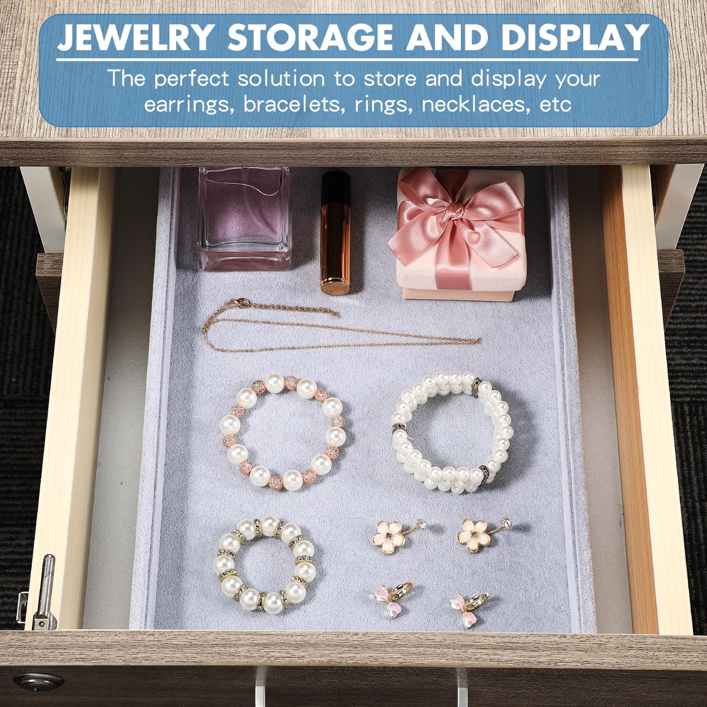 Quelay 4 Pcs Stackable Jewelry Tray Jewelry Organizer Tray Showcase Display Empty Plate Bracelet Ring Earring Organizer (Grey)