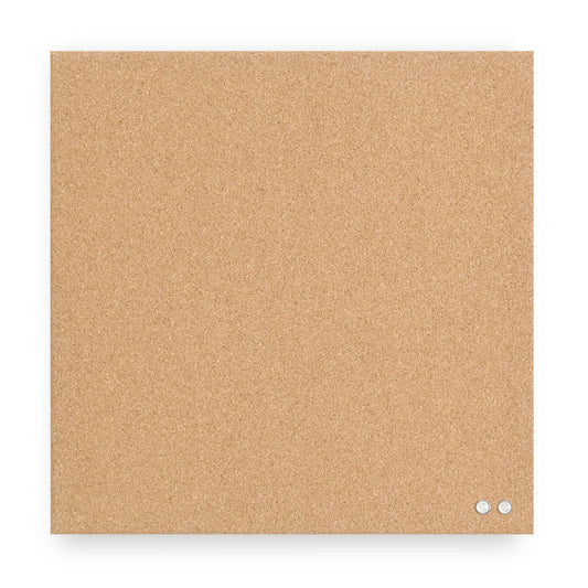 U Brands Frameless Square Cork Bulletin Board, Office Supplies, 14” x 14”, Natural, with Push Pins, 1 Count