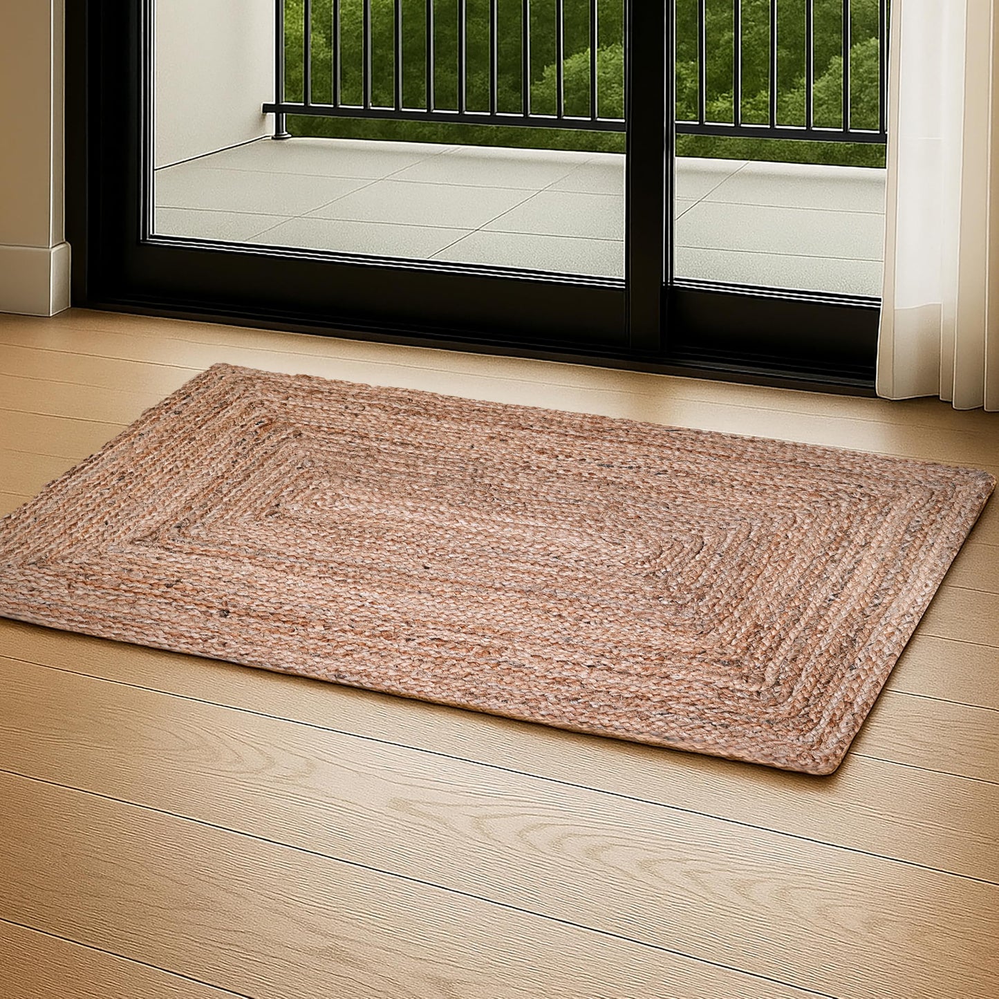 Ramanta Home Hand Woven Jute Braided Rug 2'x3' - Natural, Boho Reversible Floor Carpet for Living Room, Farmhouse Accent Rugs for Kitchen, Nursery, Kids Room, Bedroom, Patio - 24X36 Inch