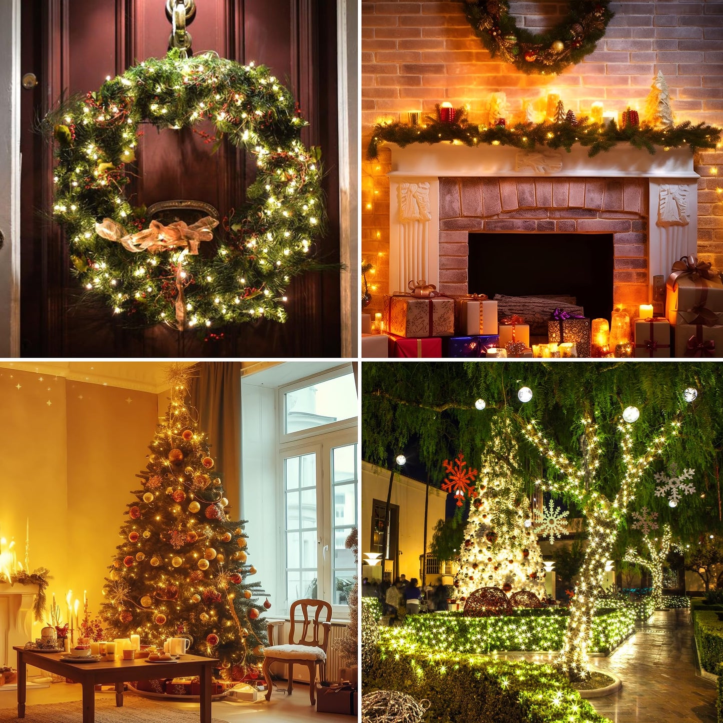 Twinkle Christmas Lights 33ft 100 LED 8 Modes with Timer, Connectable Xmas Tree Mini Lights for Indoor Outdoor Home Party Patio Garden Holiday Warm White