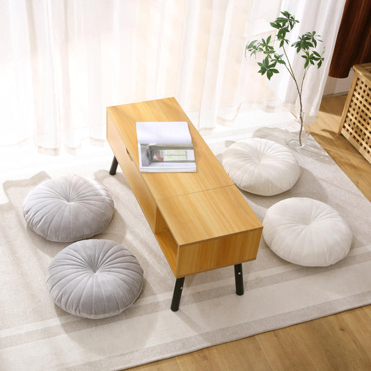 STRWARD Floor Pillow Meditation Cushion Round Large Floor Pillows Seating for Adults, Velvet Thick Floor Cushions for Yoga Living Room Balcony Outdoor Tatami（Beige）