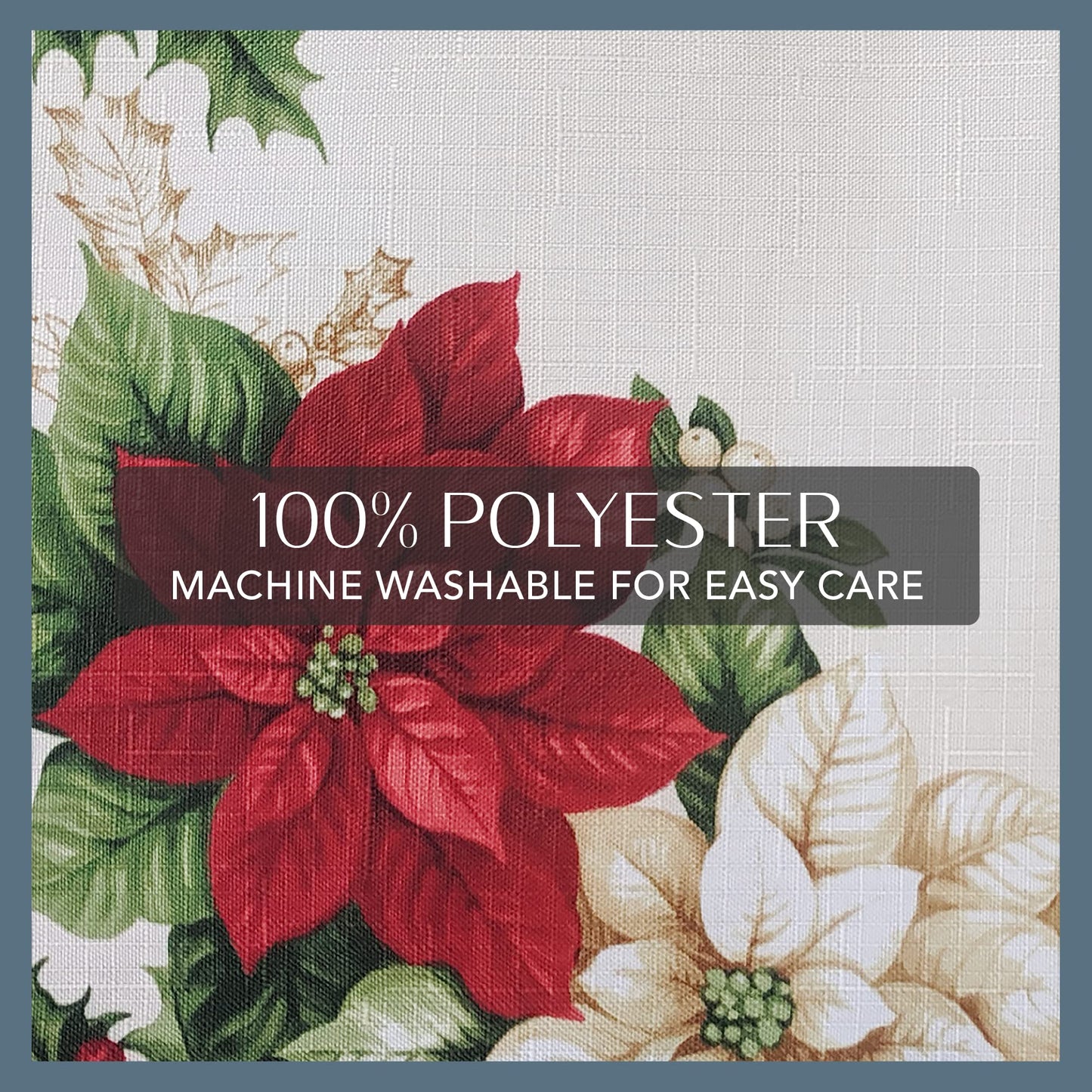 Elrene Home Fashions Red and White Poinsettia Holiday Fabric Placemats, Christmas Mats for Table Decor, 13 Inches x 19 Inches, Set of 4