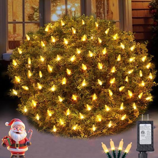 Aolupal Christmas Net Lights Outdoor for Bushes, 6x5ft 120LED Net Light Outdoor Mesh Lights, Connectable Waterproof Net Light for Bushes,Garden,Yard,Trunk,Xmas Tree,Christmas Décor