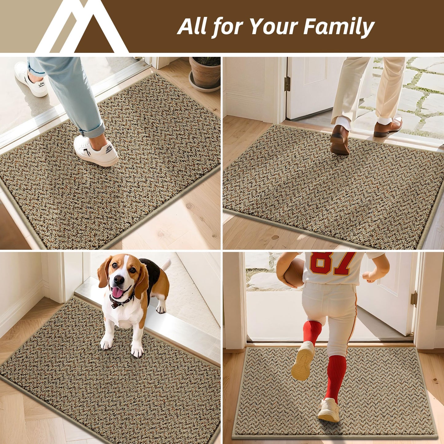 COSY HOMEER Door Mat 20" x 32", Non Slip Absorbent Entryway Rugs, Dirt Trapper Doormats, Washable Entrance Mats, Low Pile Welcome Floor Mat for Front Back Door and Entry Mats,Taupe