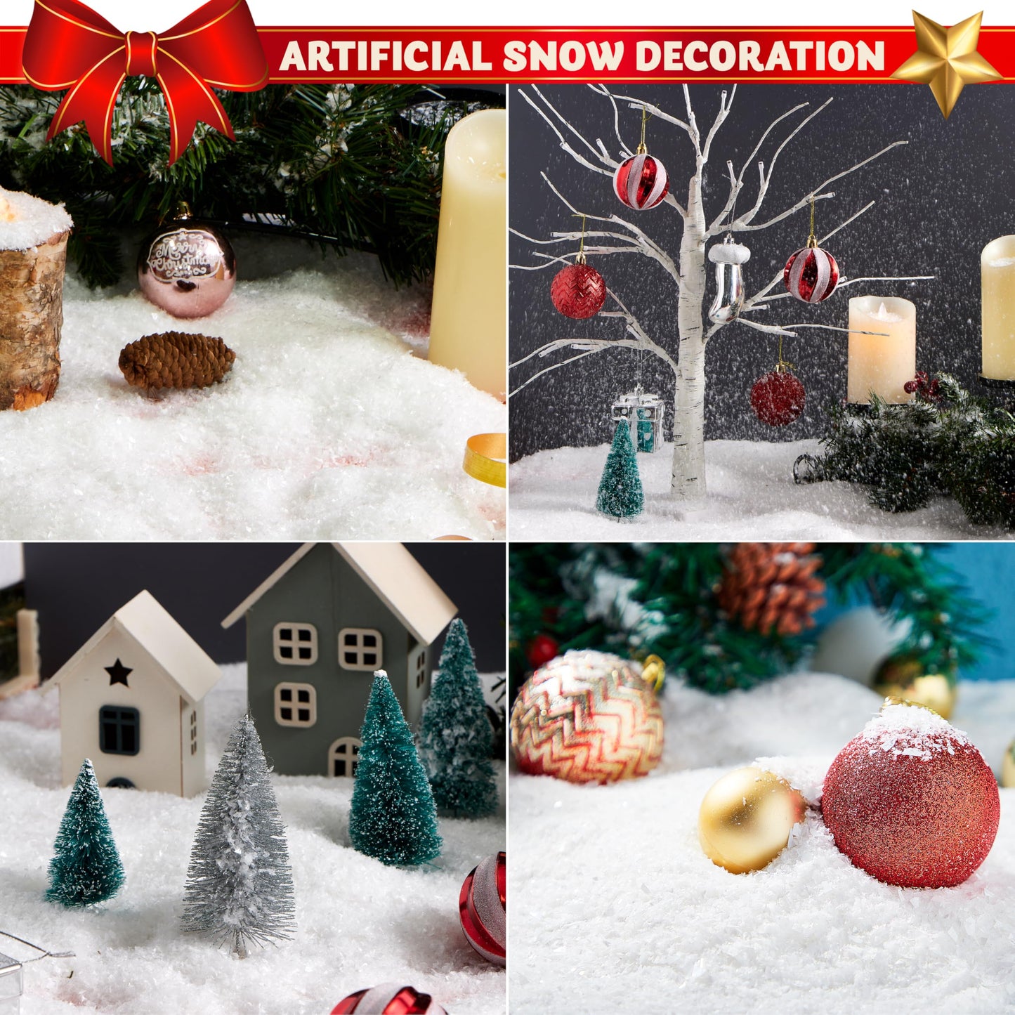 JOYIN 2 Pack 10 Oz Fake Snow 280g Artificial Plastic Snowflakes for Christmas Tree Decoration Xmas Party Home Holiday Decor and White Displays