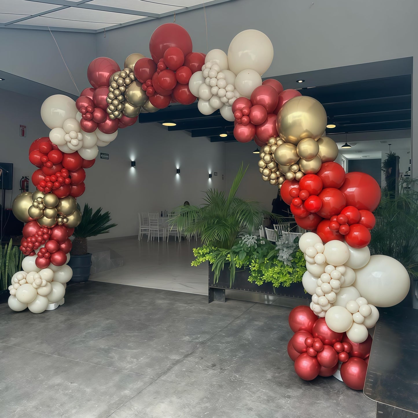 Red and White Balloons Set, 12 Inch Sand White Red and Gold Balloon, Metallic Gold Star Confetti Balloon for Birthday Christmas Wedding Engagement Valentine's Day Graduation New Year Party Decorations
