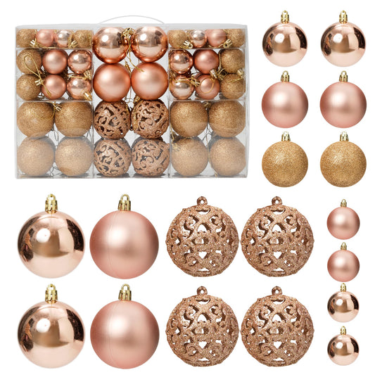 AORTD 100-Pack Christmas Ball Ornaments for Tree,Shatterproof Plastic Holiday Baubles Set in Assorted Sizes and Finishes, Christmas Tree Decorations for Home, Office, Party, Indoor Outdoor Use
