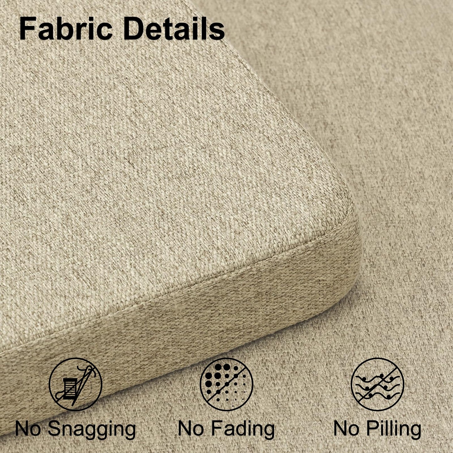 Shinnwa Dining Chair Cushions, Non-Slip Kitchen Chair Cushions with Ties and Machine Washable Cover, 17 x 16.5 x 2in, Natural Linen
