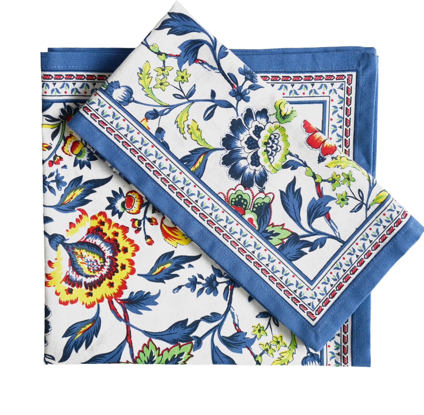 Fingercraft Cloth Napkins, Set of 12 Cotton Linen Blend Printed Dinner Napkins Cloth Mitered Corner Perfect for Parties Dinners Weddings Cocktail Christmas 20x20 Blue Floral