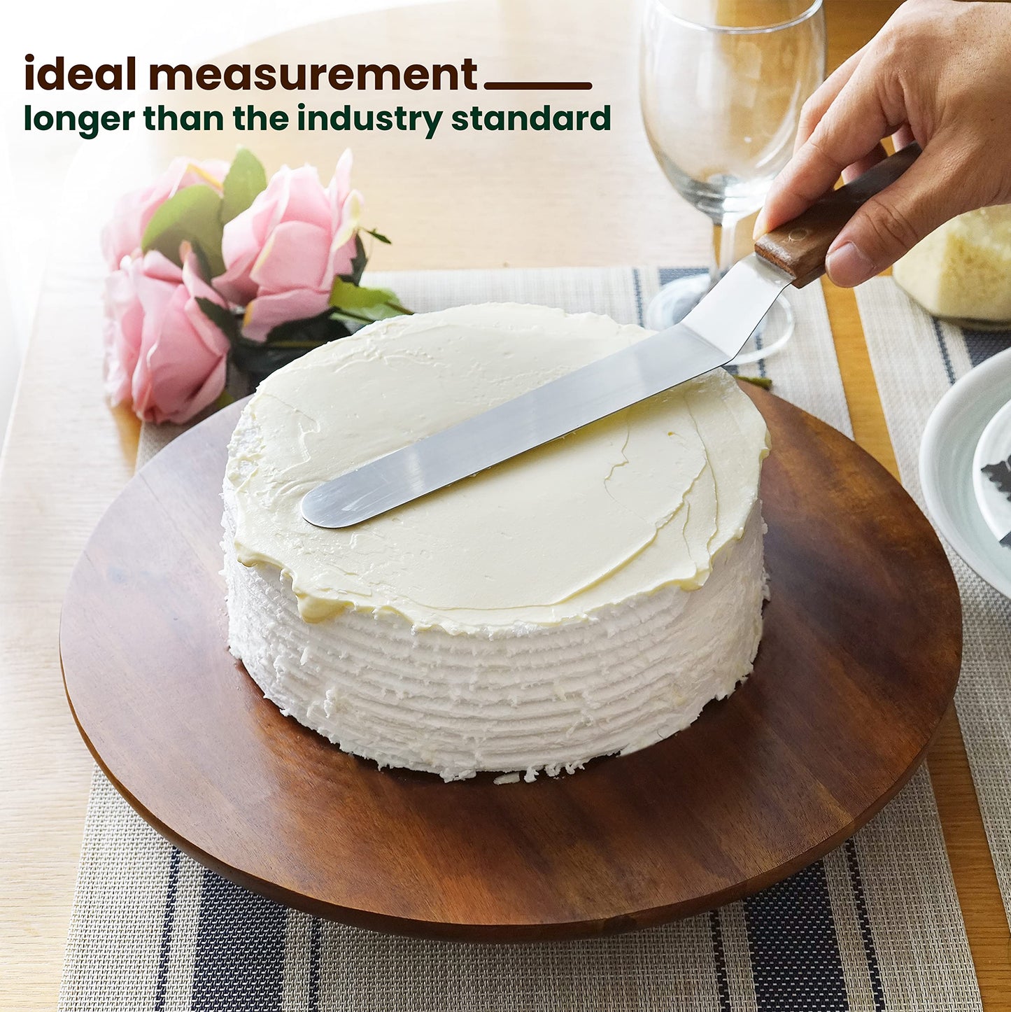 TIDITA 13" Acacia Cake Stand Rotating – Rustic Wood Turntable Pedestal Stands – Wooden Spinning Tables for Food Serving - Round Cake Decorating for Cupcake Dessert Display in Party, Wedding, Birthday