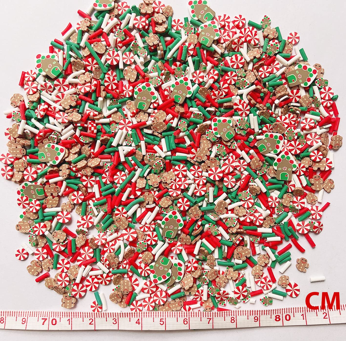 EHOPE Christmas Slices Fake Sprinkles Resin Sprinkles Fake Candy Sprinkles Clay Sprinkles Polymer Sprinkles Polymer Clay Slices for Nail Art DIY Crafts Cake Phone(Christmas House+Snowman-40G）
