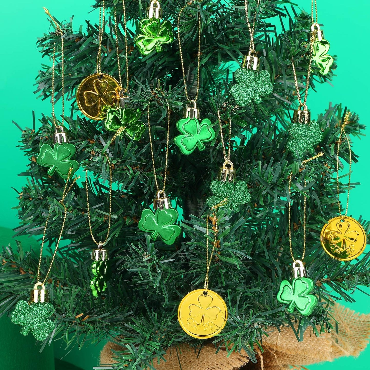 JUNEBRUSHS Valentines Day Decor Tree Decorations Set, 36 Pcs Ornaments for Valentine's St Patricks Easter Glossy Glitter Hanging Decorations for Home Wedding Party