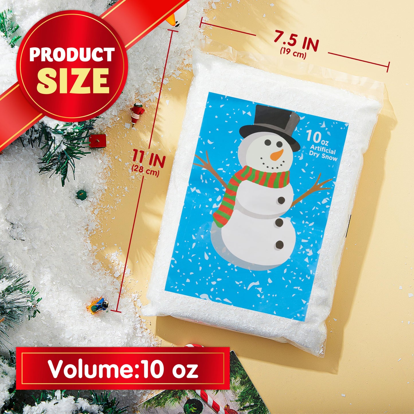 JOYIN 2 Pack 10 Oz Fake Snow 280g Artificial Plastic Snowflakes for Christmas Tree Decoration Xmas Party Home Holiday Decor and White Displays