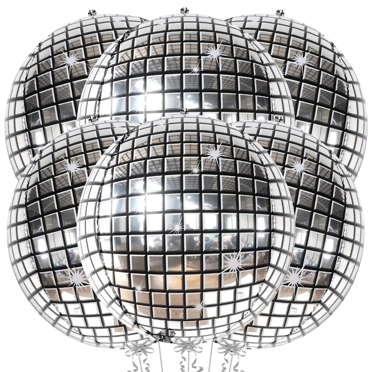 KatchOn, Big Silver Disco Ball Balloons - 22 Inch, Pack of 6 | Disco Party Decorations, 4D Sphere Disco Balloons for 70s Theme Party Decor, Bachelorette Party Decorations | Graduation Decorations 2026